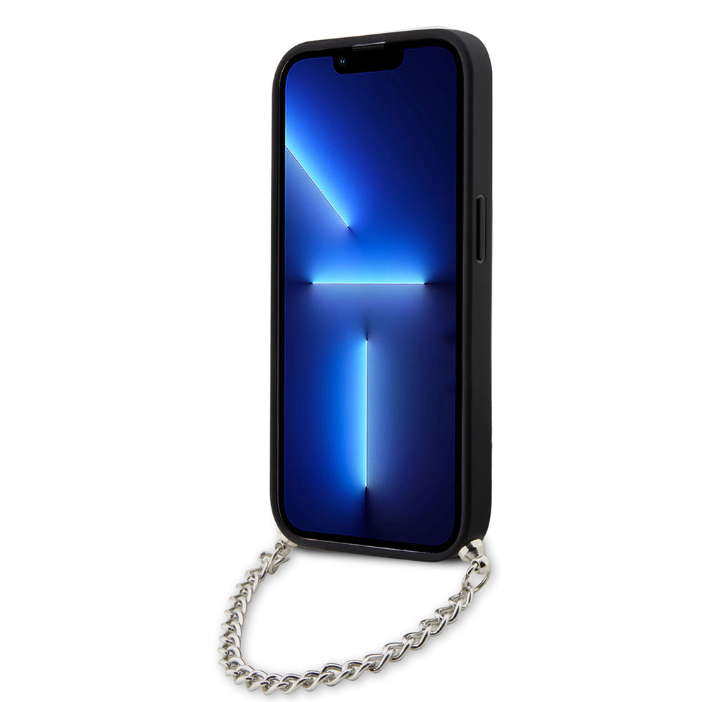 Futrola za Apple iPhone 14 Pro, Karl Lagerfeld, Saffiano Monogram Chain, Srebrna