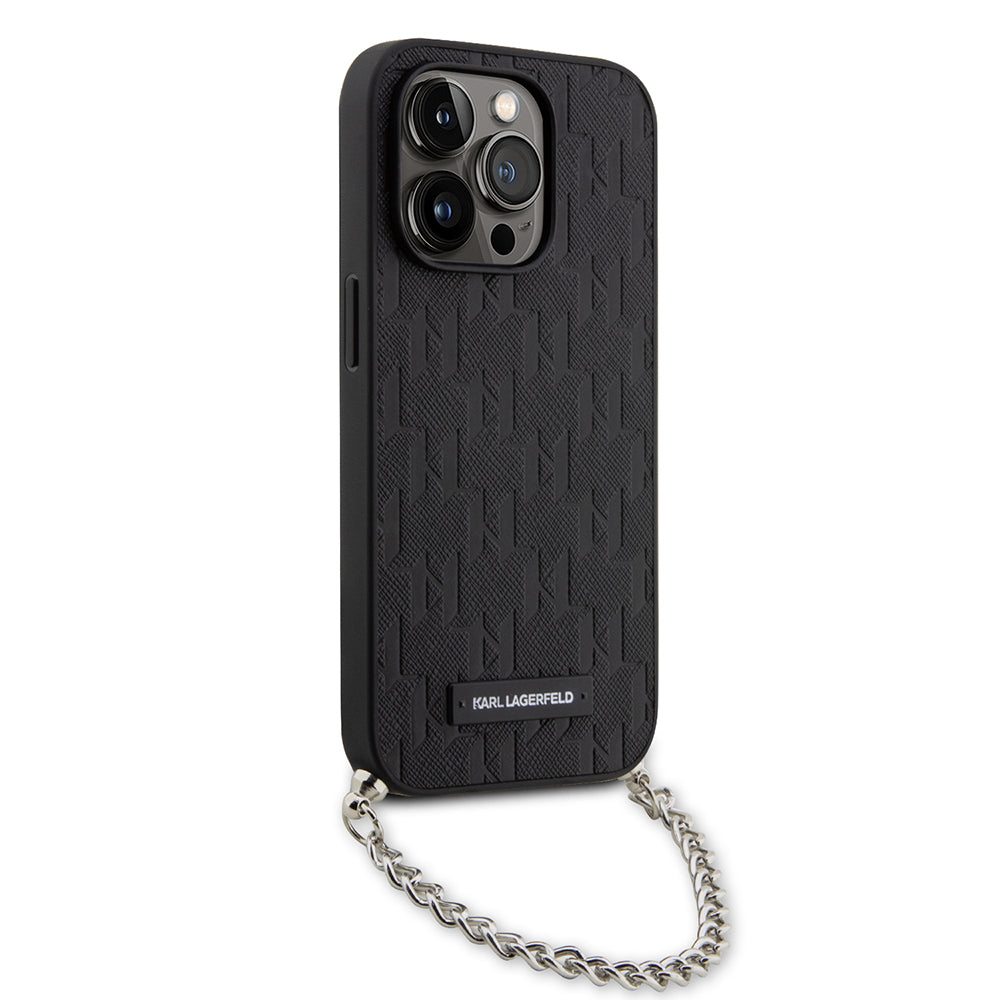 Futrola za Apple iPhone 14 Pro, Karl Lagerfeld, Saffiano Monogram Chain, Crna