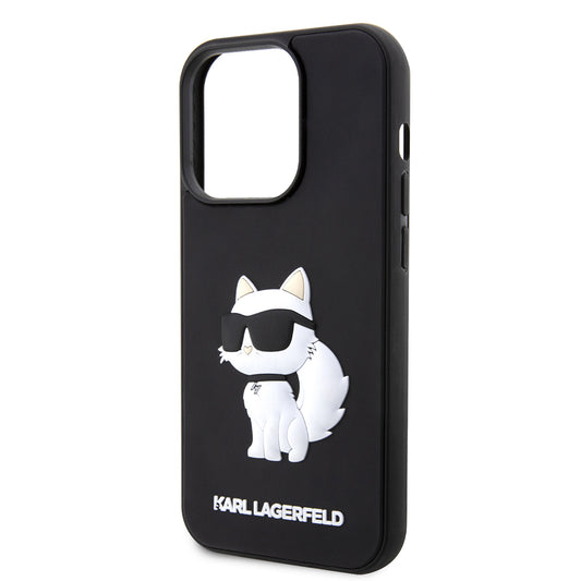 Futrola za Apple iPhone 14 Pro Max, Karl Lagerfeld, 3D Rubber Choupette, Crna