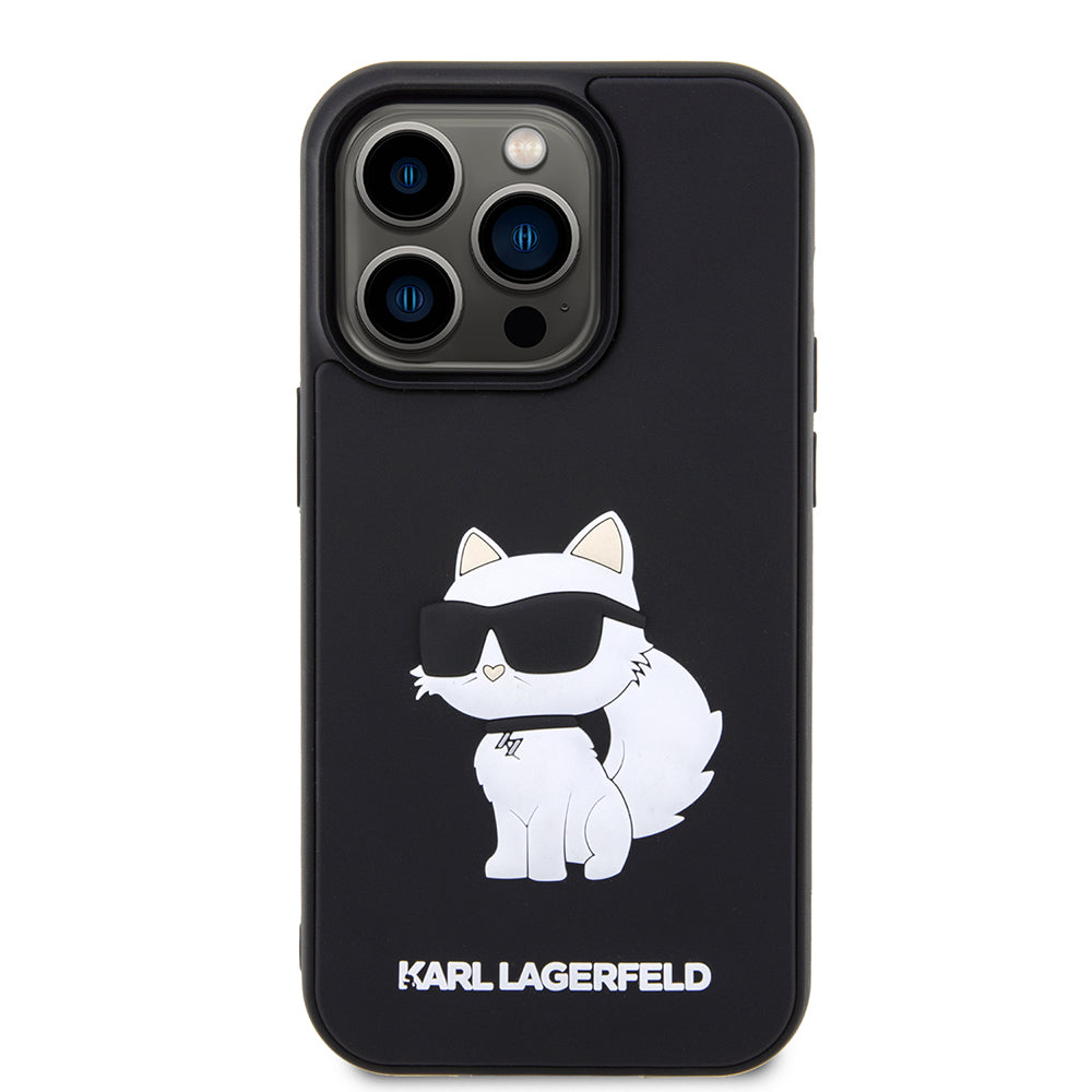 Futrola za Apple iPhone 14 Pro Max, Karl Lagerfeld, 3D Rubber Choupette, Crna