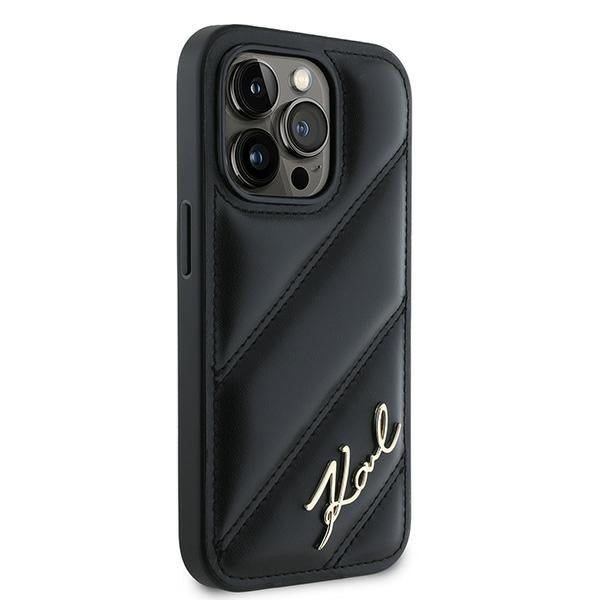 Futrola za Apple iPhone 14 Pro Max, Karl Lagerfeld, Diagonal Quilted Script, Crna