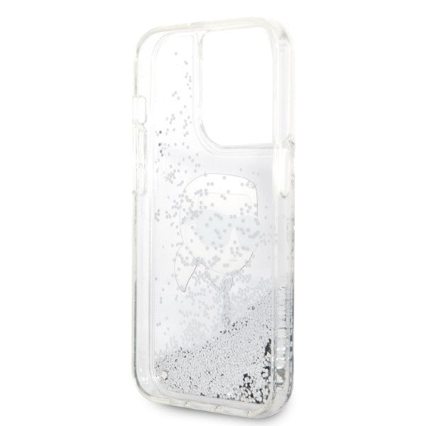 Futrola za Apple iPhone 14 Pro Max, Karl Lagerfeld, Glitter Karl's Head, Srebrna