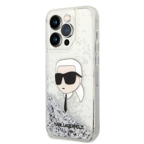 Futrola za Apple iPhone 14 Pro Max, Karl Lagerfeld, Glitter Karl's Head, Srebrna