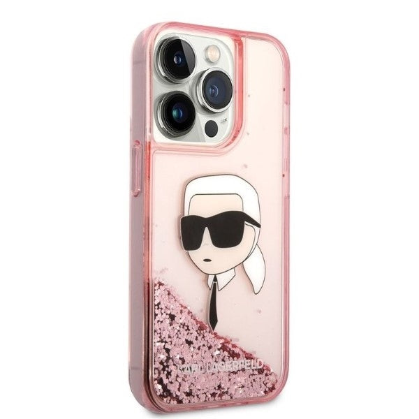 Futrola za Apple iPhone 14 Pro Max, Karl Lagerfeld, Glitter Karl's Head, Roze