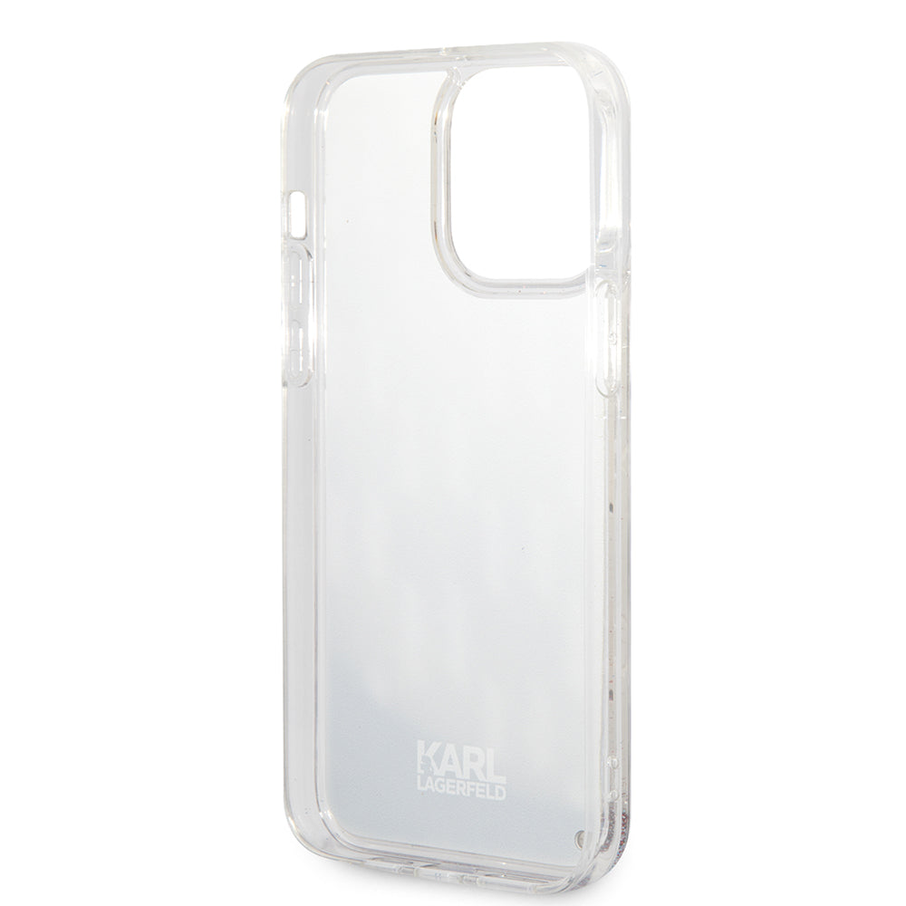 Futrola za Apple iPhone 14 Pro Max, Karl Lagerfeld, Liquid Glitter Monogram, Srebrna