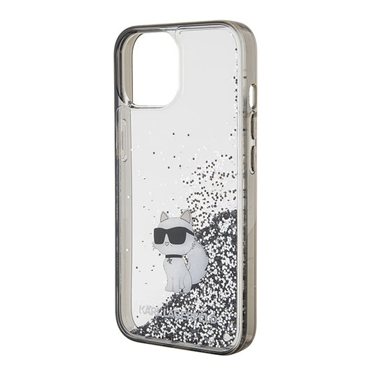 Futrola za Apple iPhone 15 / 14 / 13, Karl Lagerfeld, Liquid Glitter Choupette, Transparentna