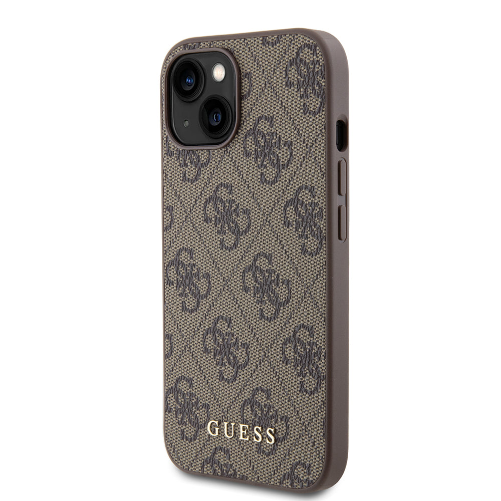 Futrola za Apple iPhone 15, Guess, 4G Metal Gold Logo, Braon