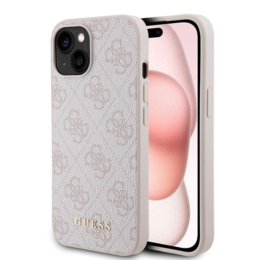 Futrola za Apple iPhone 15, Guess, 4G Metal Gold Logo, Roze