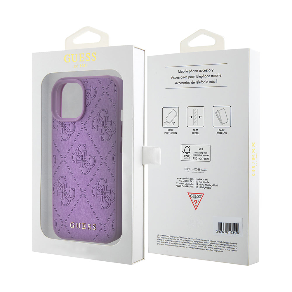 Futrola za Apple iPhone 15, Guess, 4G Stamped, Svetlo Ljubičasta