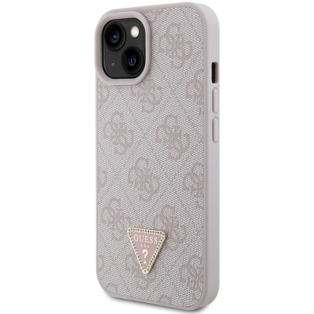 Futrola za Apple iPhone 15, Guess, 4G Triangle Strass, Roze