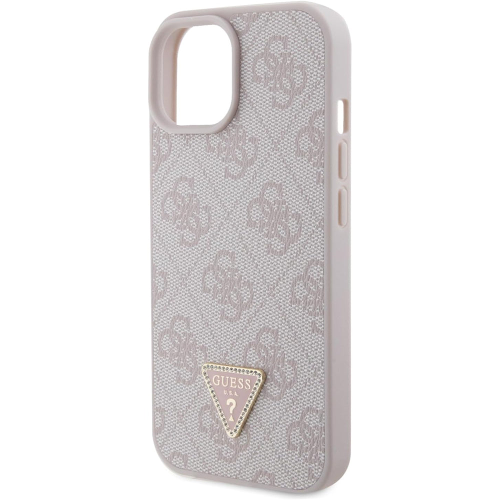 Futrola za Apple iPhone 15, Guess, 4G Triangle Strass, Roze