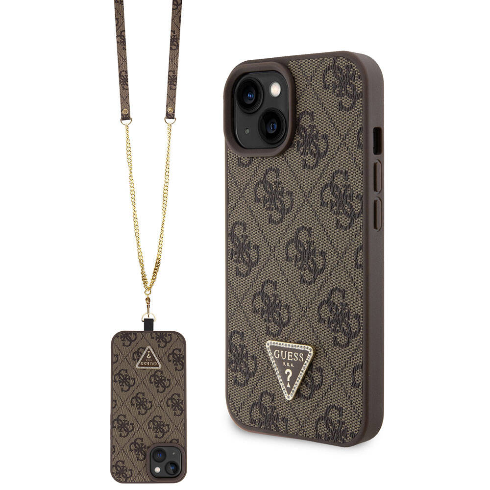 Futrola za Apple iPhone 15, Guess, Crossbody 4G Metal Logo, Braon