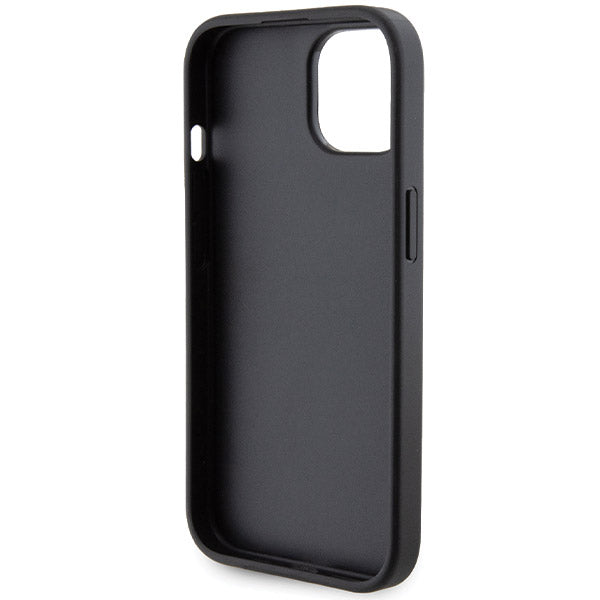 Futrola za Apple iPhone 15, Guess, Grip Stand 4G Saffiano Strass, Crna