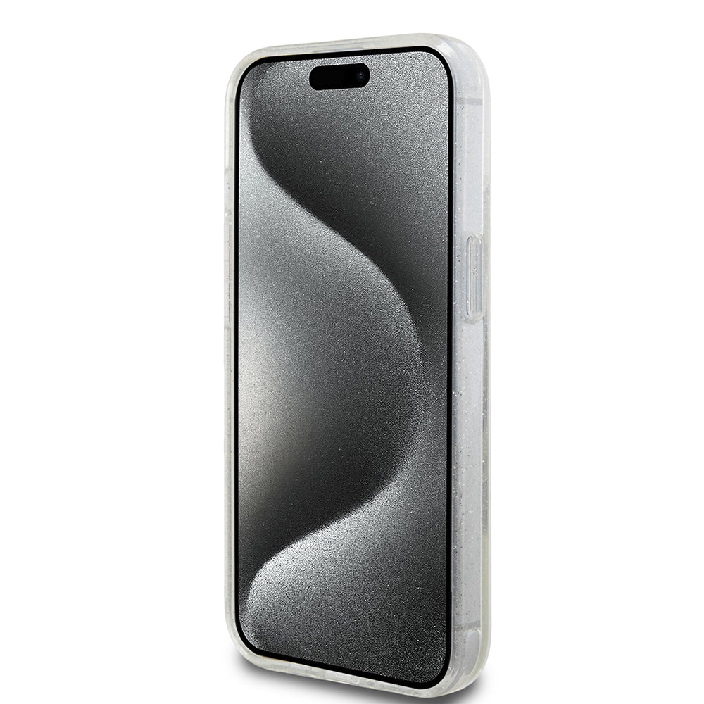 Futrola za Apple iPhone 15, Guess, Liquid Glitter Gold Stripes, Transparentna