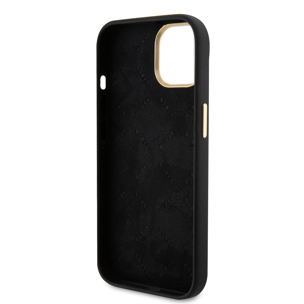 Futrola za Apple iPhone 15, Guess, Script Metal Logo & Frame, Crna