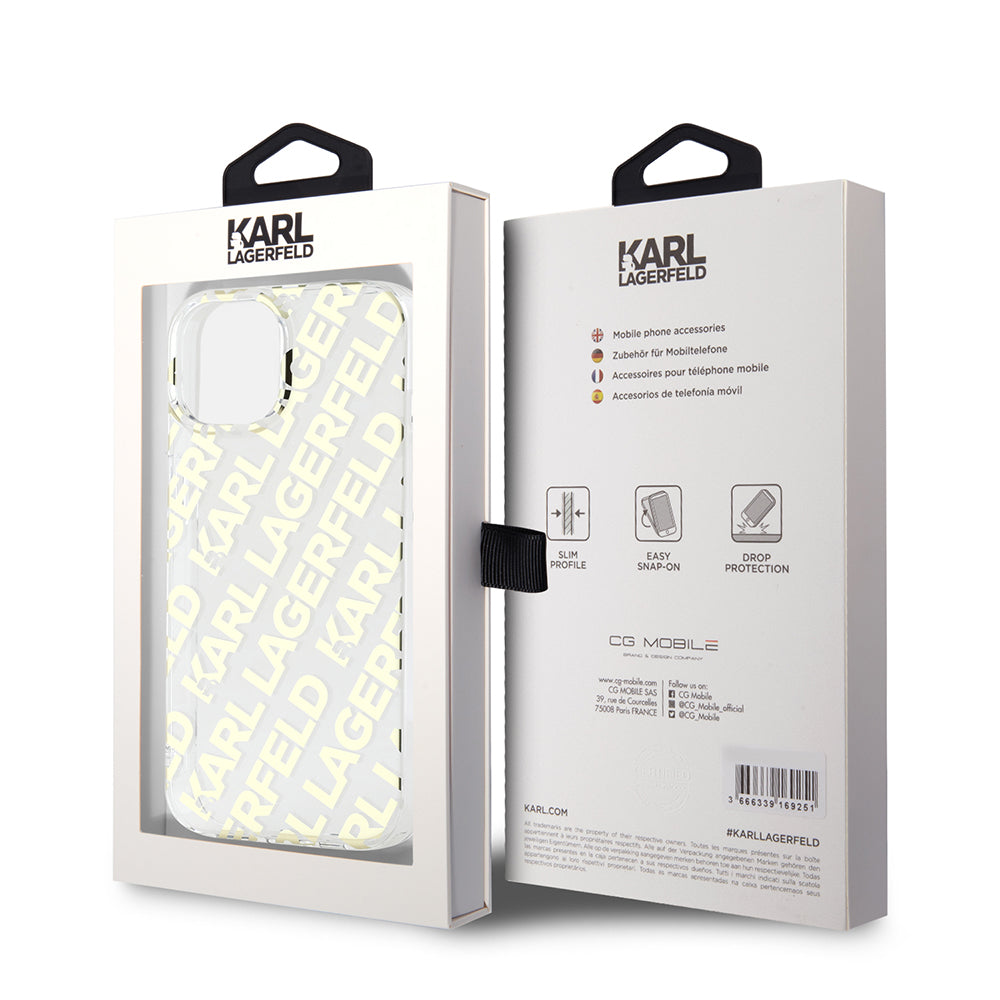 Futrola za Apple iPhone 15, Karl Lagerfeld, IML Luxury Gold Fullover Logo, Zlatna