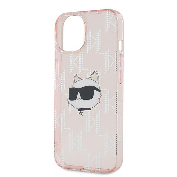 Futrola za Apple iPhone 15, Karl Lagerfeld, IML Luxury Monogram Choupette's Head, Roze