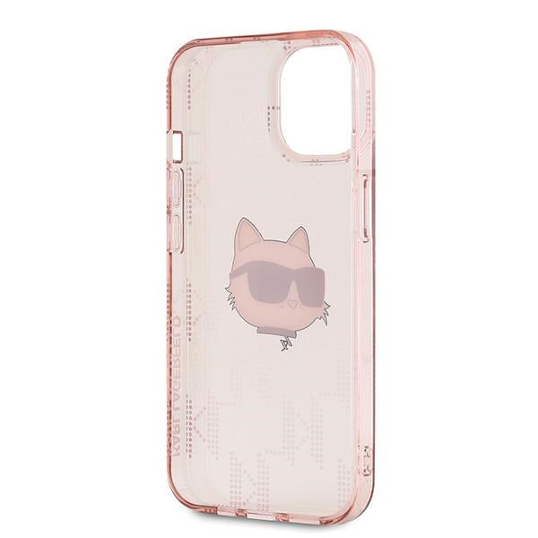 Futrola za Apple iPhone 15, Karl Lagerfeld, IML Luxury Monogram Choupette's Head, Roze