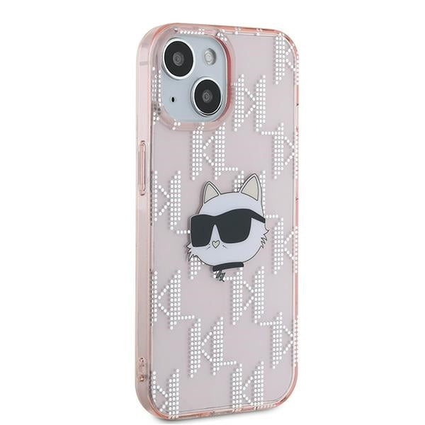 Futrola za Apple iPhone 15, Karl Lagerfeld, IML Luxury Monogram Choupette's Head, Roze