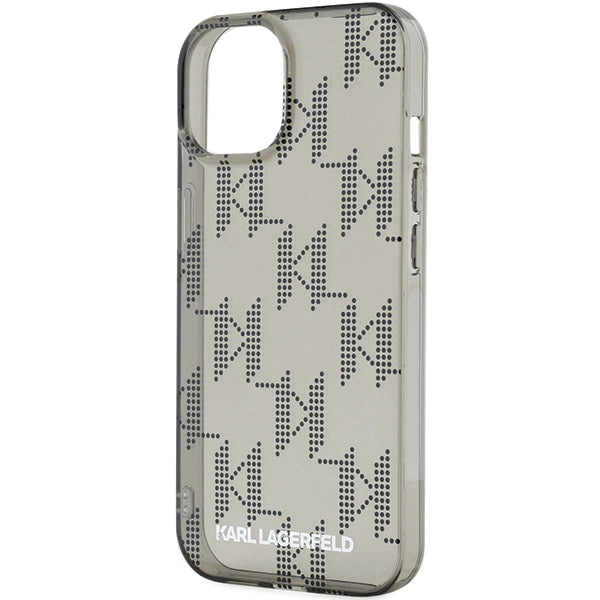 Futrola za Apple iPhone 15, Karl Lagerfeld, IML Luxury Monogram KL Pattern with Strap, Crna