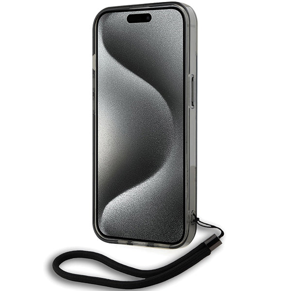 Futrola za Apple iPhone 15, Karl Lagerfeld, IML Luxury Monogram KL Pattern with Strap, Crna