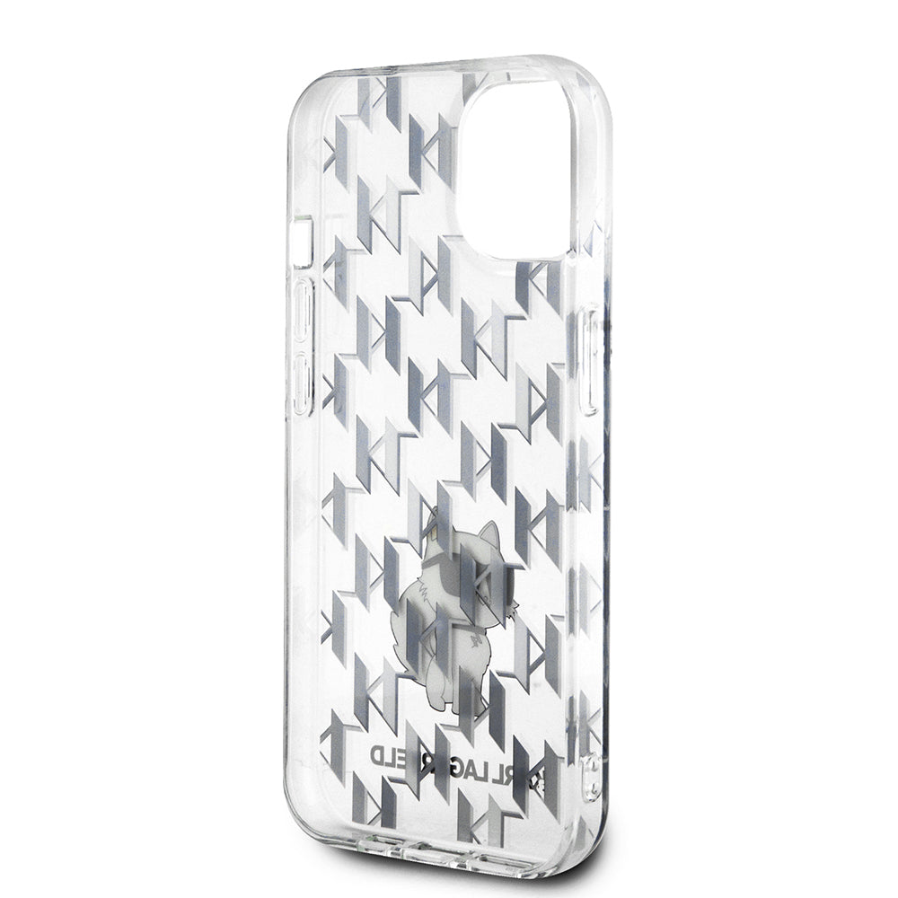 Futrola za Apple iPhone 15, Karl Lagerfeld, Monogram Choupette, Providna