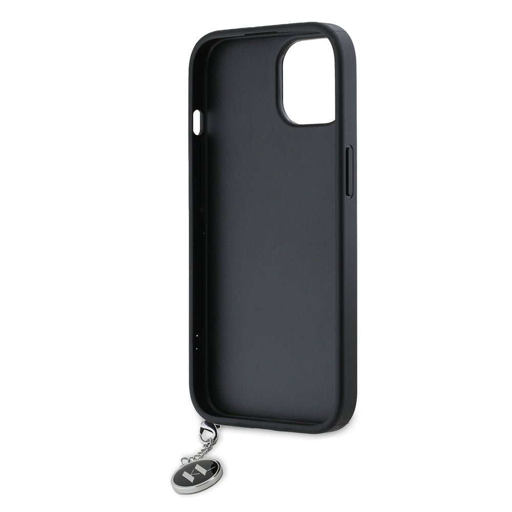 Futrola za Apple iPhone 15, Karl Lagerfeld, Saffiano Rhinestones & Charm, Crna