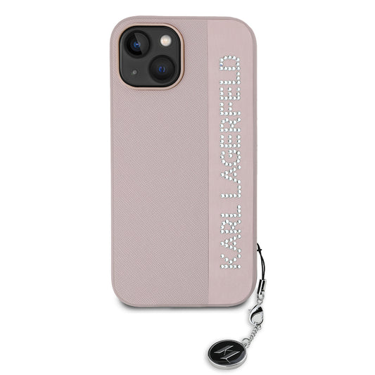 Futrola za Apple iPhone 15, Karl Lagerfeld, Saffiano Rhinestones & Charm, Roze