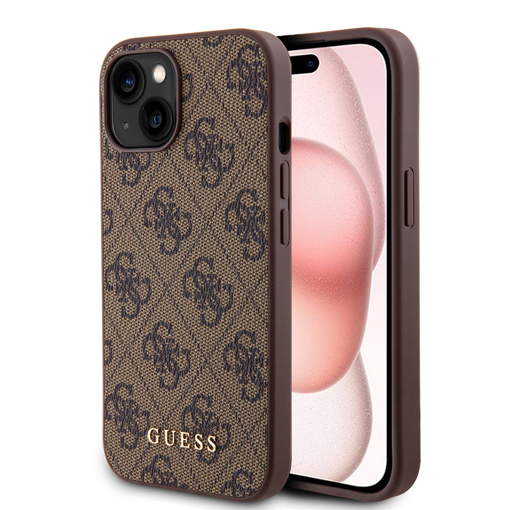 Futrola za Apple iPhone 15 Plus, Guess, 4G Metal Gold Logo, Braon
