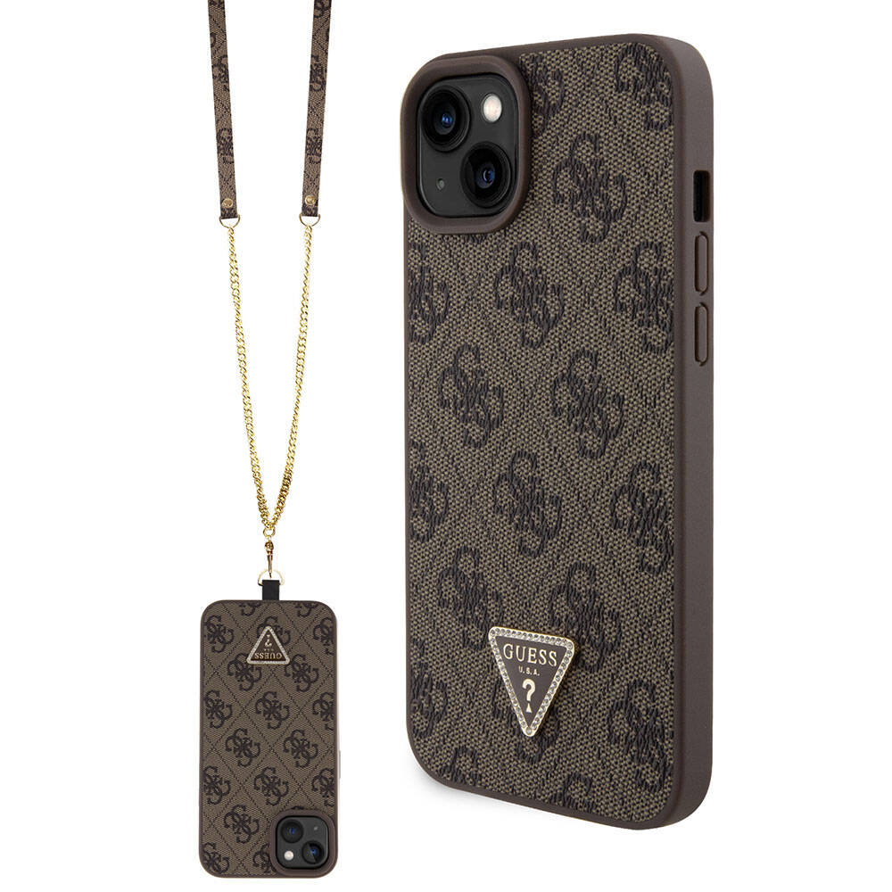 Futrola za Apple iPhone 15 Plus, Guess, Crossbody 4G Metal Logo, Braon