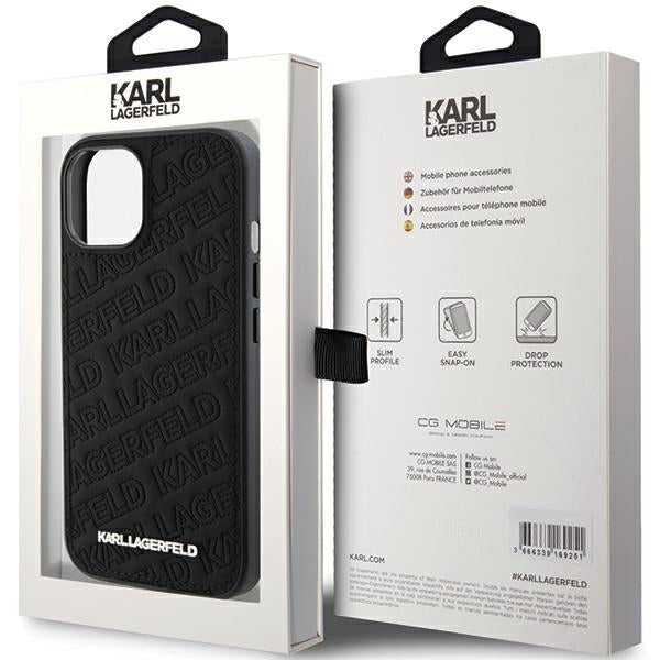 Futrola za Apple iPhone 15 Plus, Karl Lagerfeld, Diagonal Quilted K Pattern, Crna
