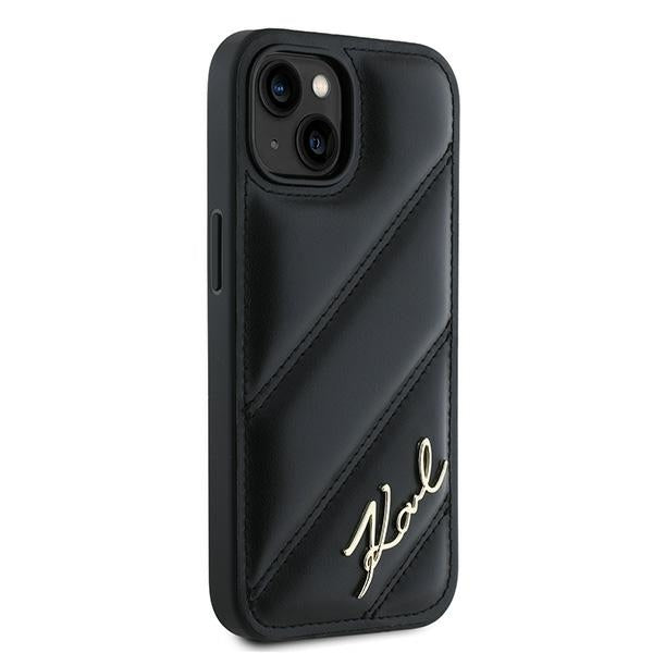 Futrola za Apple iPhone 15 Plus, Karl Lagerfeld, Diagonal Quilted Script, Crna