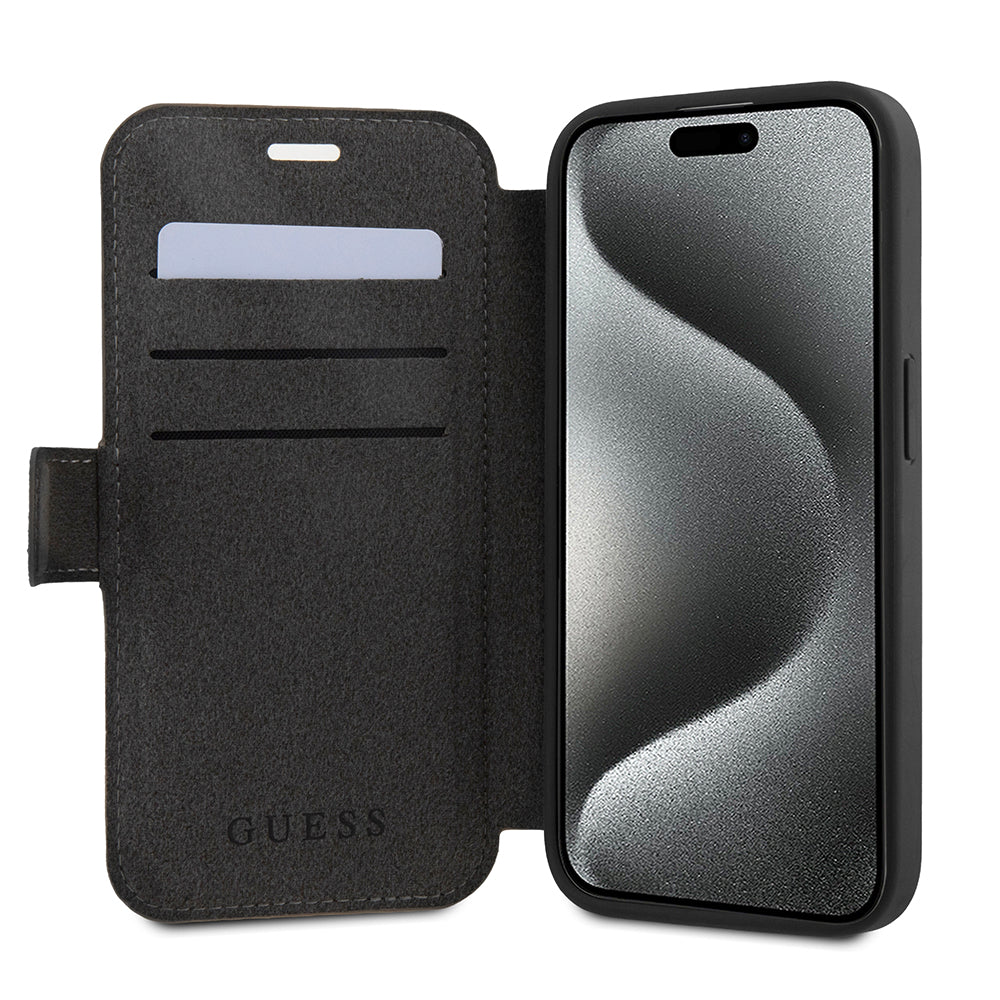 Futrola za Apple iPhone 15 Pro, Guess, 4G Book, Siva