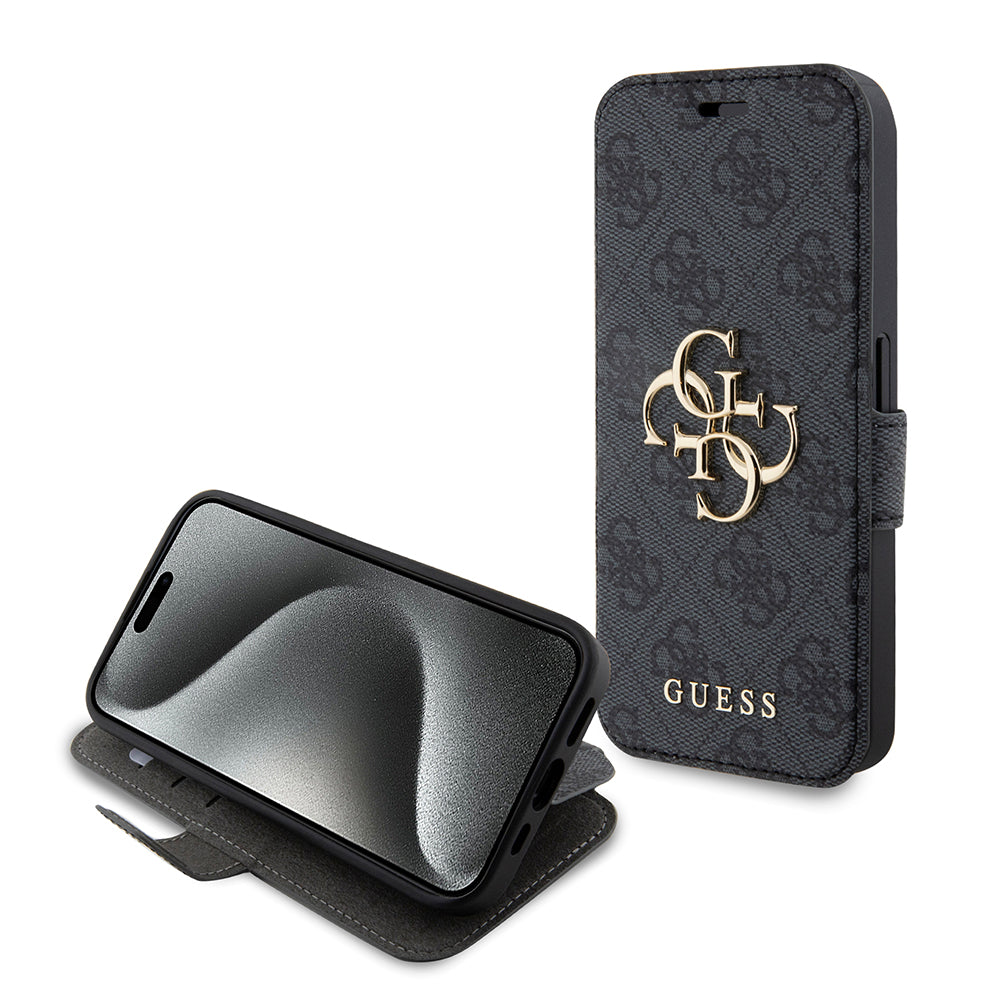 Futrola za Apple iPhone 15 Pro, Guess, 4G Book, Siva