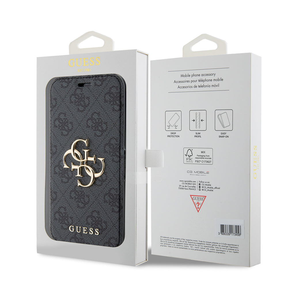 Futrola za Apple iPhone 15 Pro, Guess, 4G Book, Siva