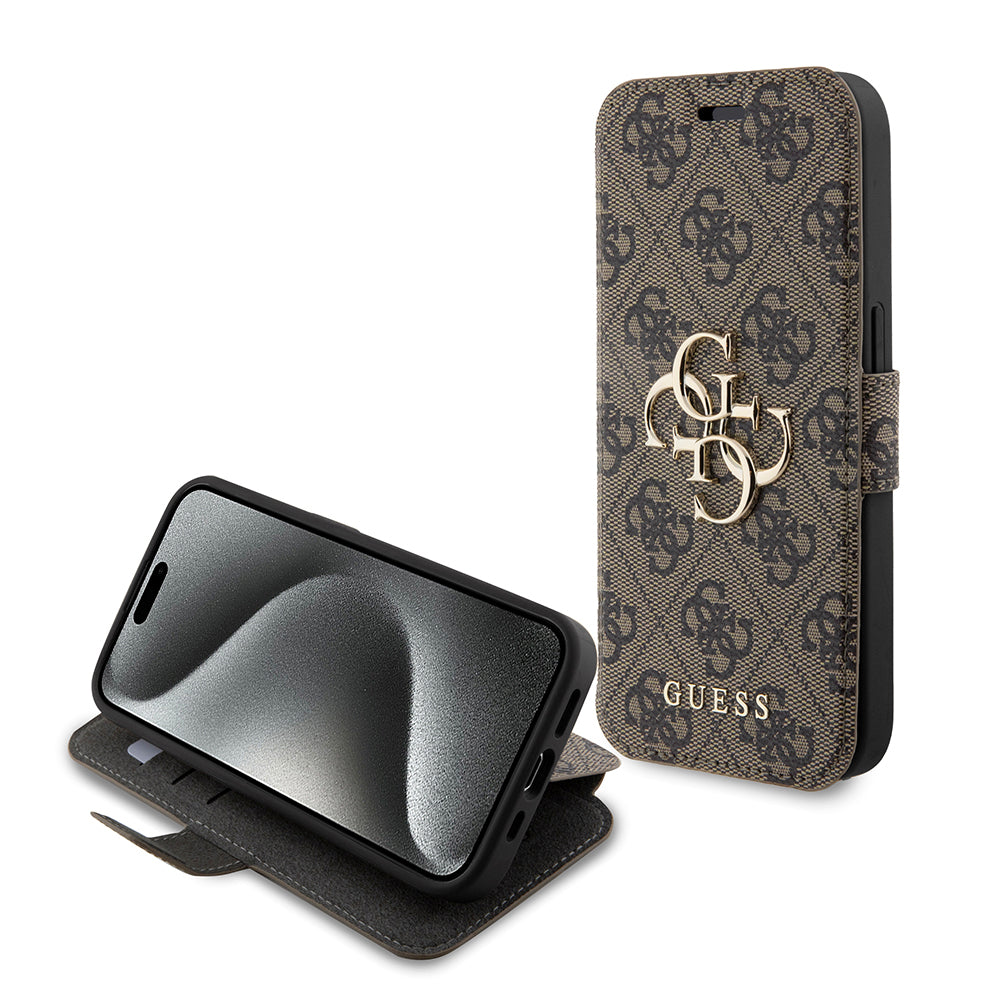 Futrola za Apple iPhone 15 Pro, Guess, 4G Book, Braon