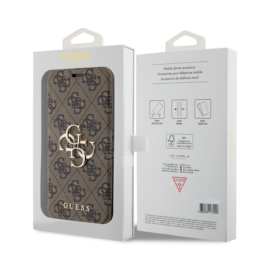 Futrola za Apple iPhone 15 Pro, Guess, 4G Book, Braon