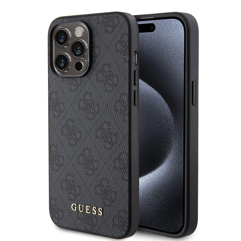 Futrola za Apple iPhone 15 Pro, Guess, 4G Metal Gold Logo, Siva