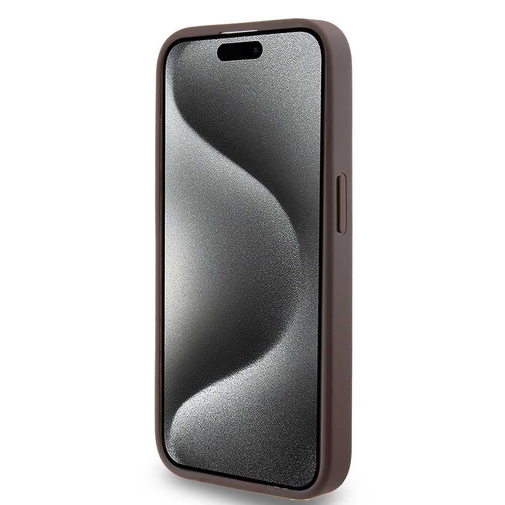 Futrola za Apple iPhone 15 Pro, Guess, 4G Metal Gold Logo, Braon