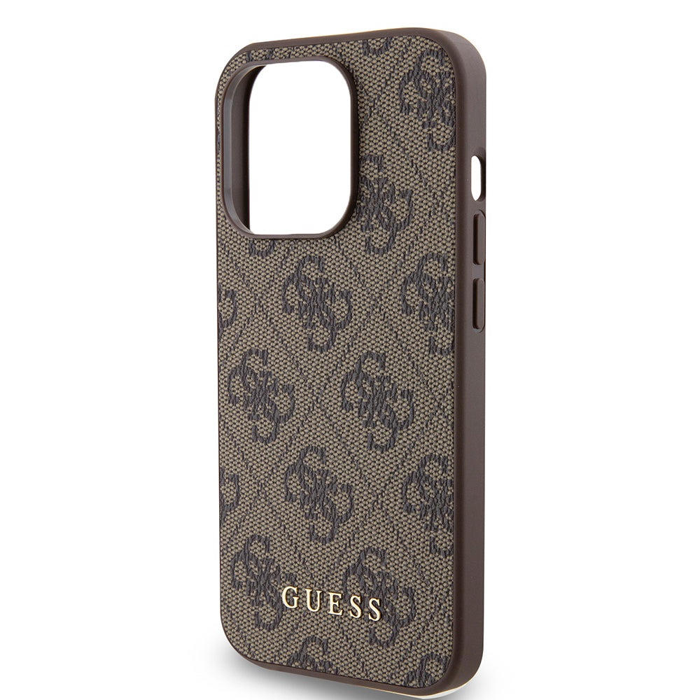 Futrola za Apple iPhone 15 Pro, Guess, 4G Metal Gold Logo, Braon