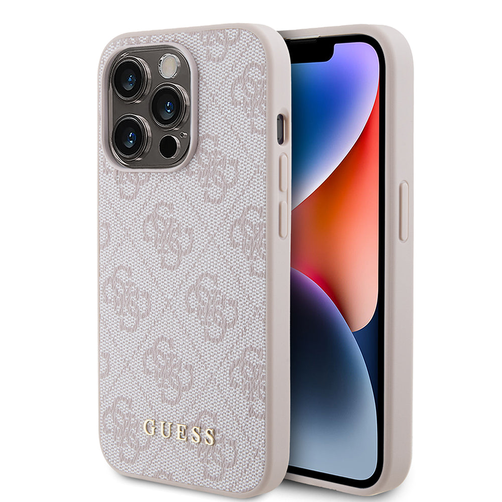Futrola za Apple iPhone 15 Pro, Guess, 4G Metal Gold Logo, Roze
