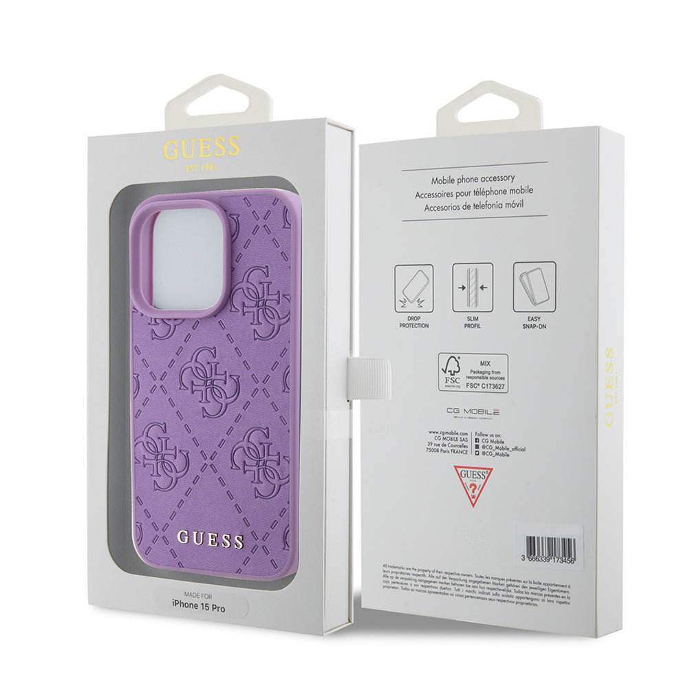Futrola za Apple iPhone 15 Pro, Guess, 4G Stamped, Svetlo Ljubičasta