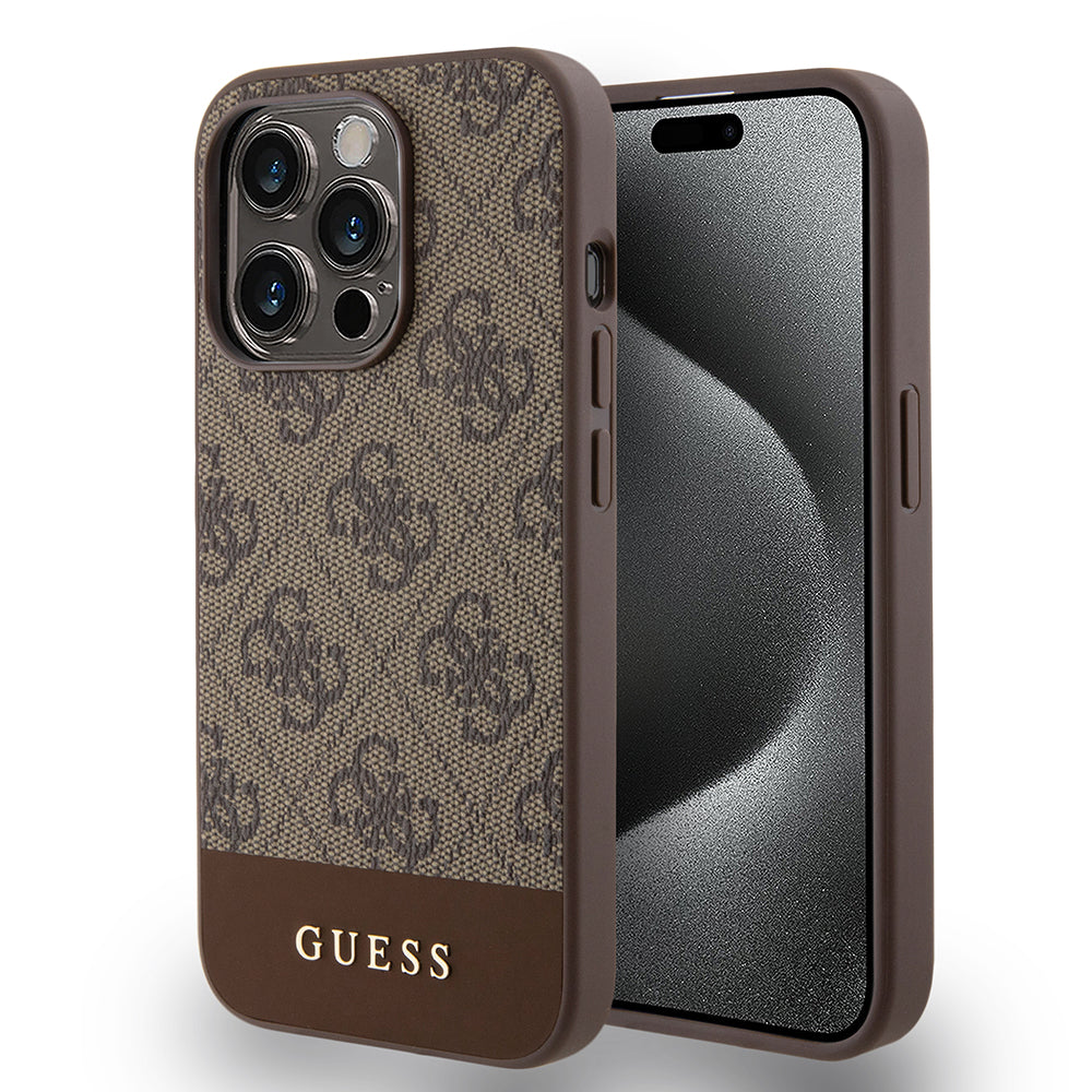 Futrola za Apple iPhone 15 Pro, Guess, 4G Stripe, Braon