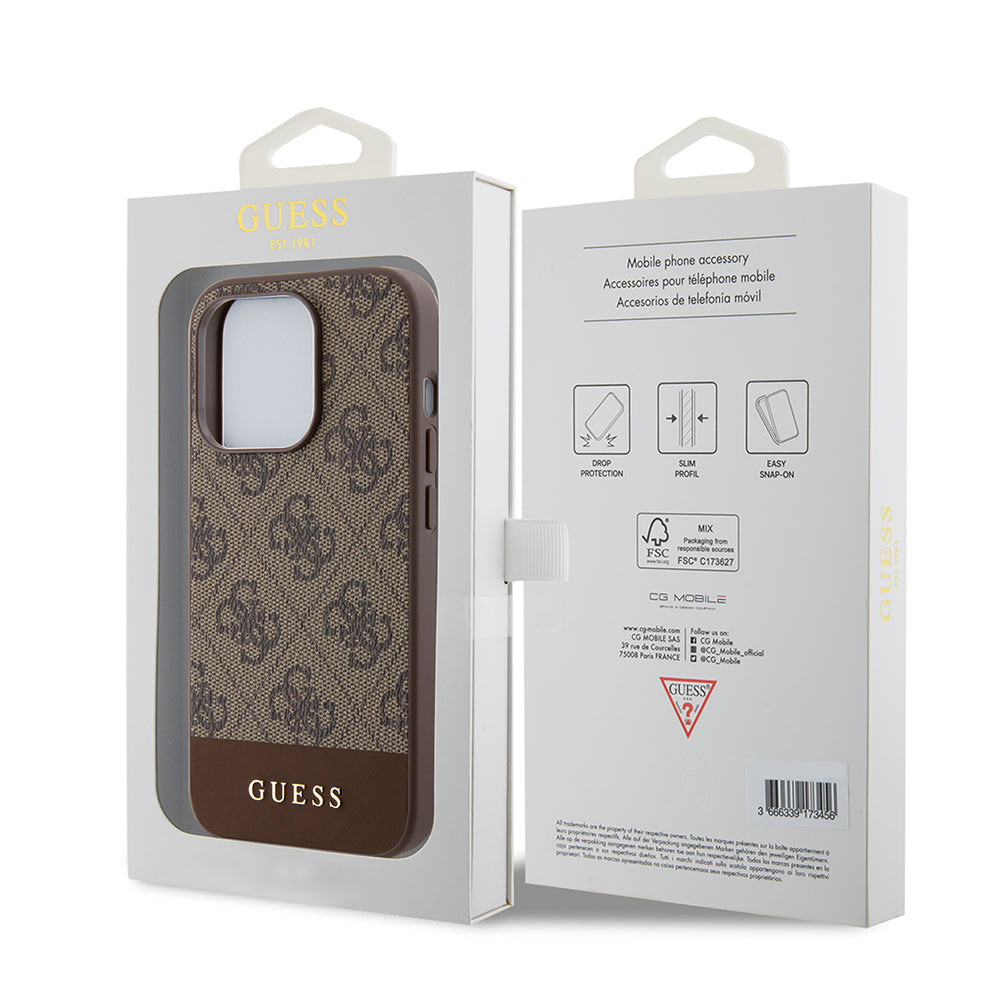 Futrola za Apple iPhone 15 Pro, Guess, 4G Stripe, Braon