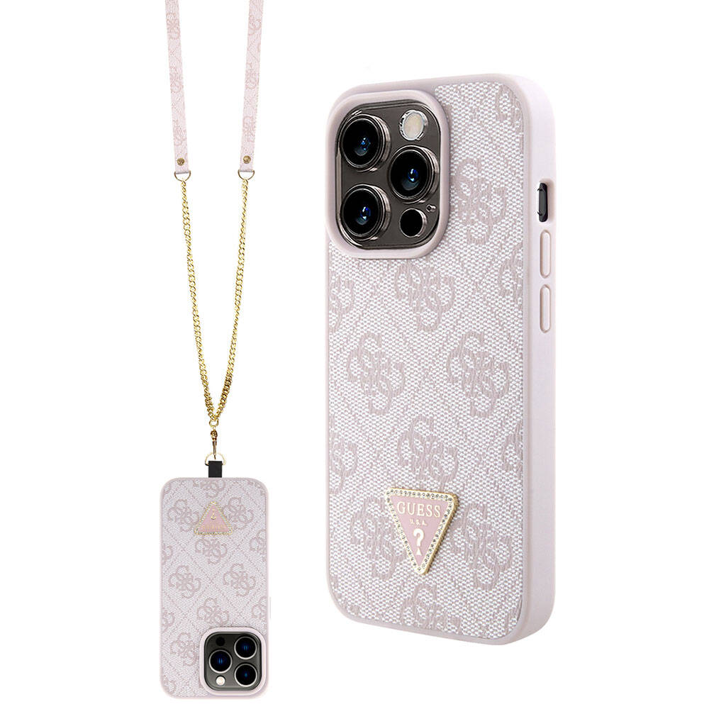 Futrola za Apple iPhone 15 Pro, Guess, Crossbody 4G Metal Logo, Roze