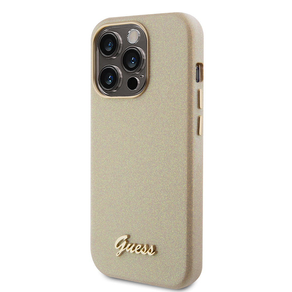 Futrola za Apple iPhone 15 Pro, Guess, Glitter Glossy Script, Bež