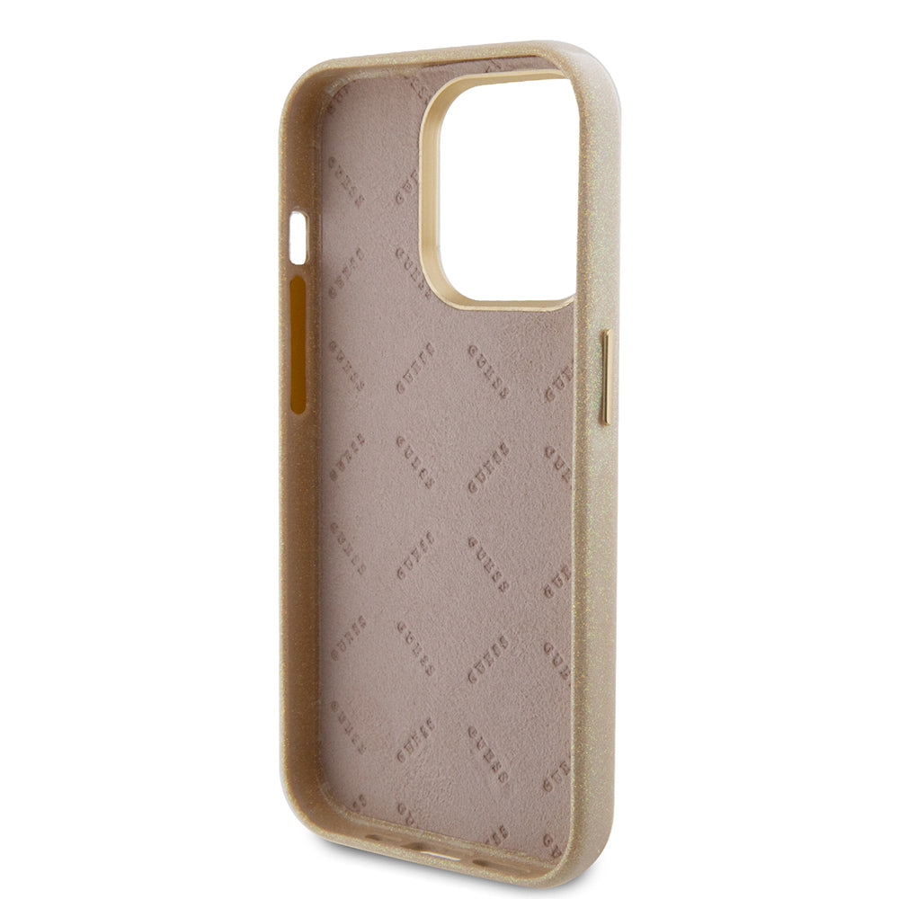 Futrola za Apple iPhone 15 Pro, Guess, Glitter Glossy Script, Bež