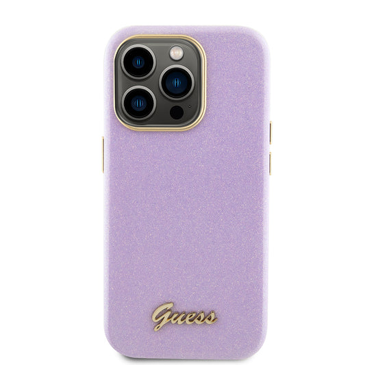 Futrola za Apple iPhone 15 Pro, Guess, Glitter Glossy Script, Svetlo Ljubičasta
