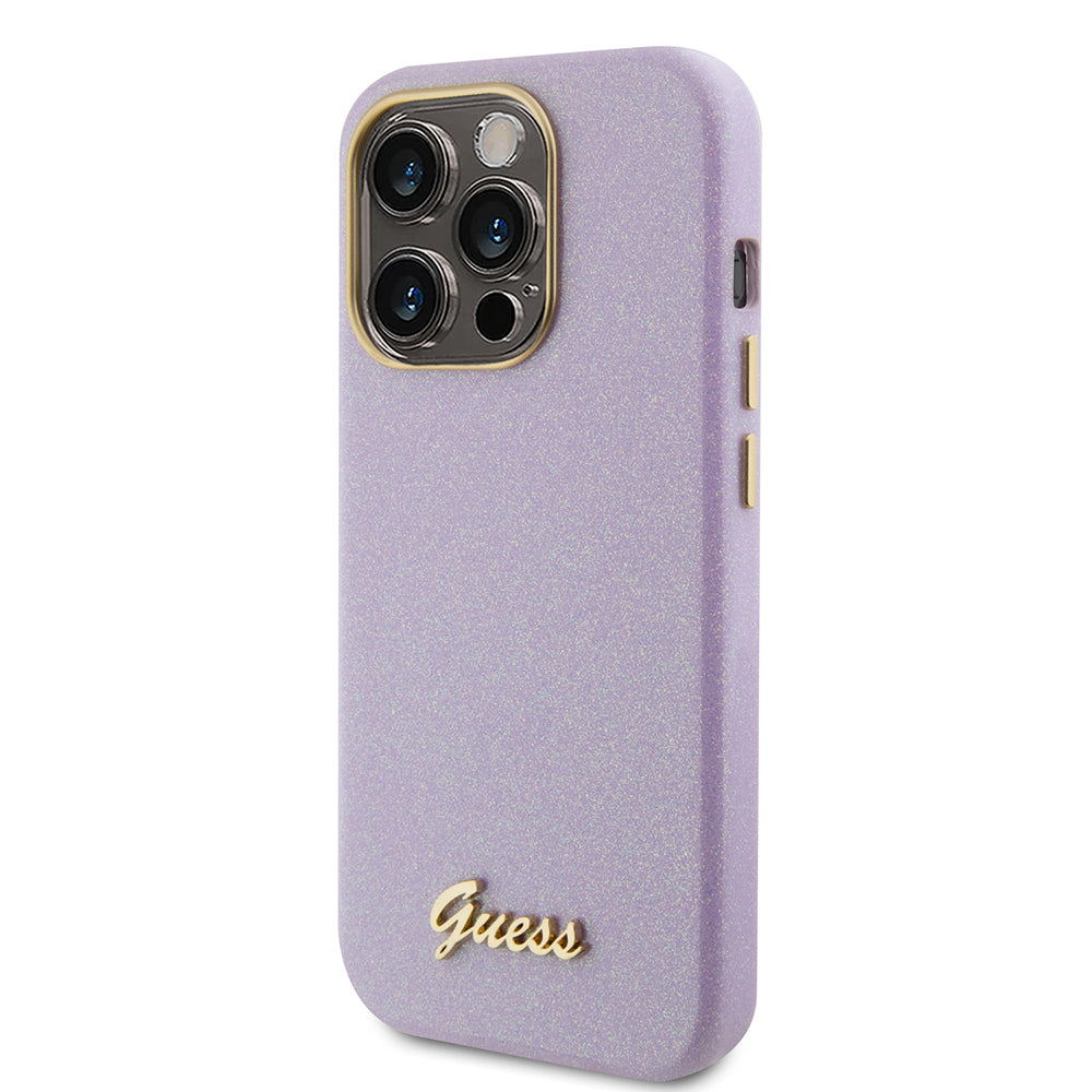 Futrola za Apple iPhone 15 Pro, Guess, Glitter Glossy Script, Svetlo Ljubičasta