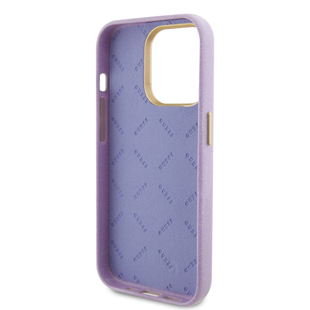 Futrola za Apple iPhone 15 Pro, Guess, Glitter Glossy Script, Svetlo Ljubičasta